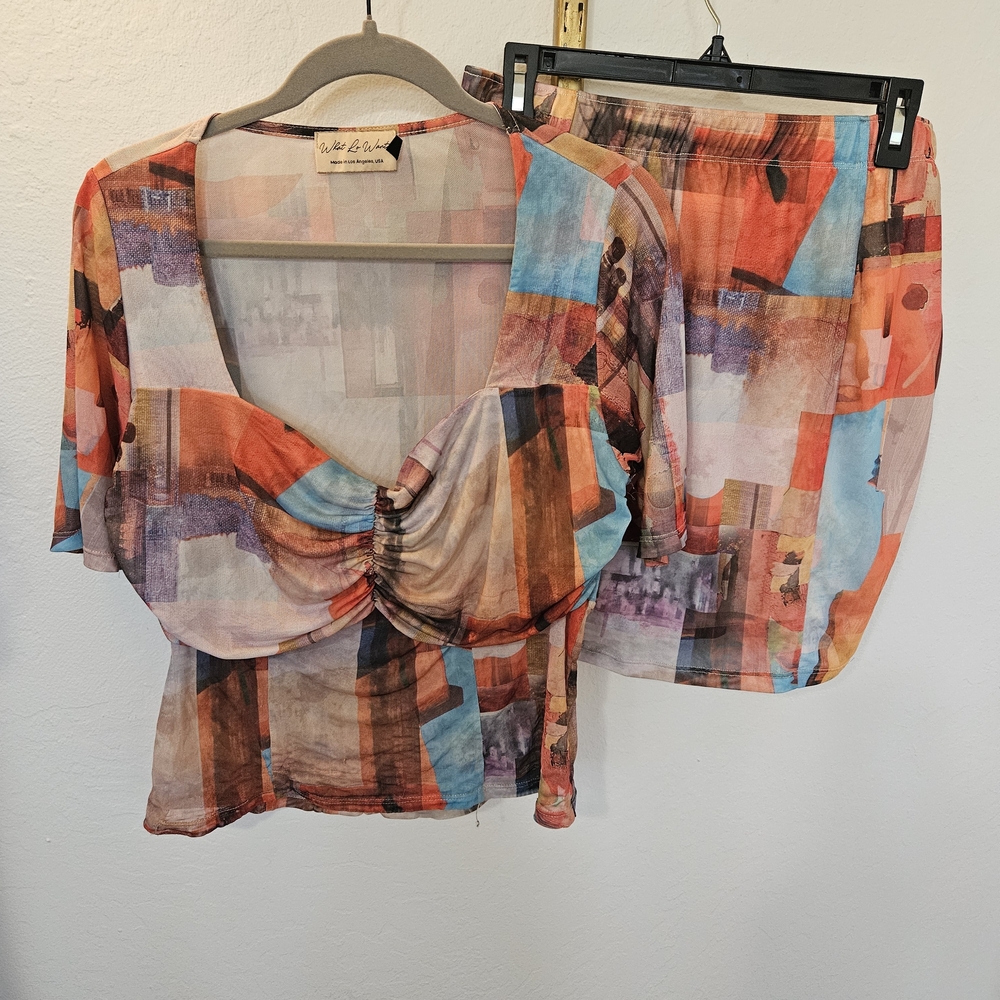 Colorful Abstract Print Women's Top